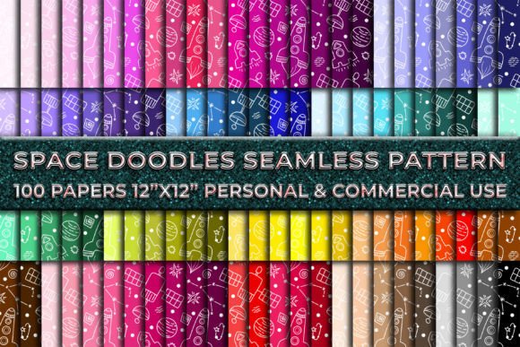 100 Space Doodle Seamless Digital Paper