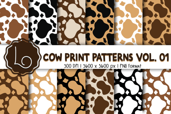 Cow Print Patterns Vol. 01: A Versatile Design Resource for Creative Projects
