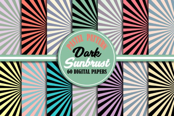 Dark Pastel Sunburst Digital Paper