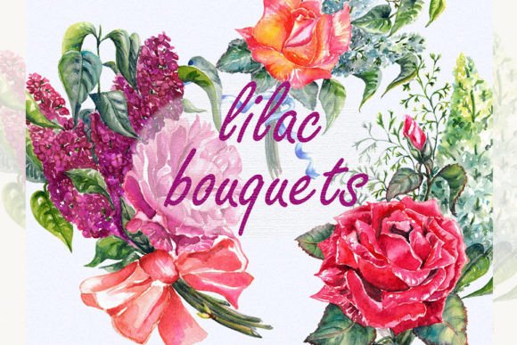 Floral Bouquet Clipart and Lilac Clipart for Creative Projects