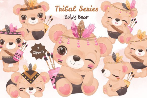 Tribal Series Baby Bear Clipart: A Versatile Graphic Asset for Creative Projects