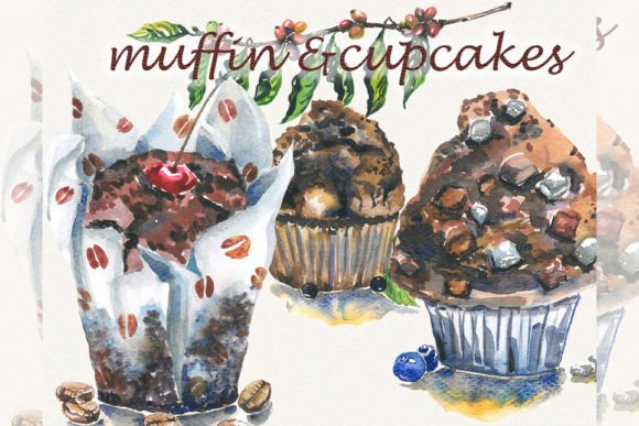 Watercolor Muffin and Cake Clipart for Creative Projects